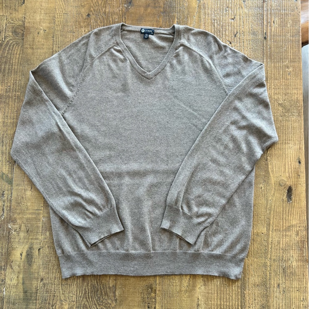 J. Crew Men's V-Neck Sweater in Tan